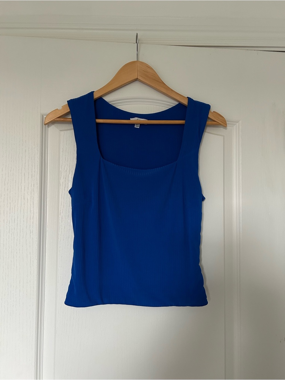 Square Neck Royal Blue Ribbed Tank Top